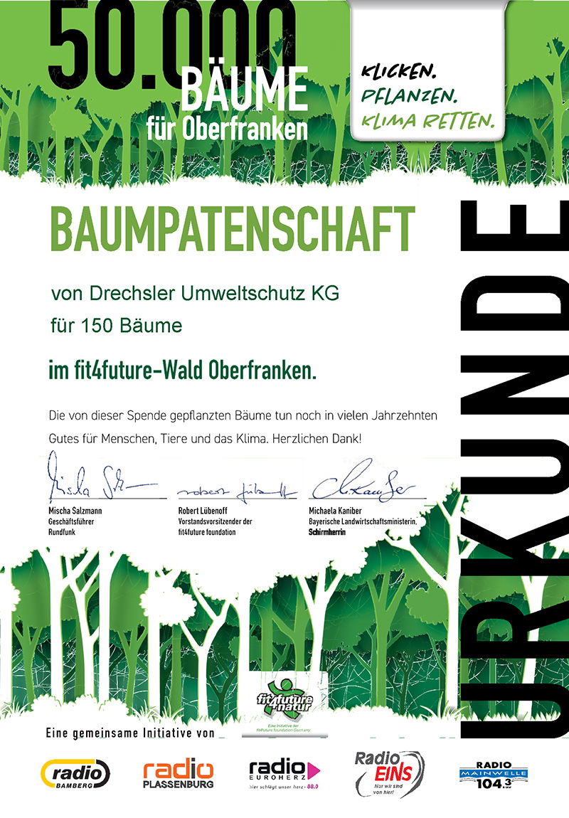 Baumpatenschaft Von Drechsler Umweltschutz KG Für 150 Bäume